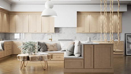 Luxor5P Harvest ( Maple | Plain Cut [ Partial Overlay • Satin • Stained ] - 10' X 10' Kitchen Cabinet ) | Assembled In USA