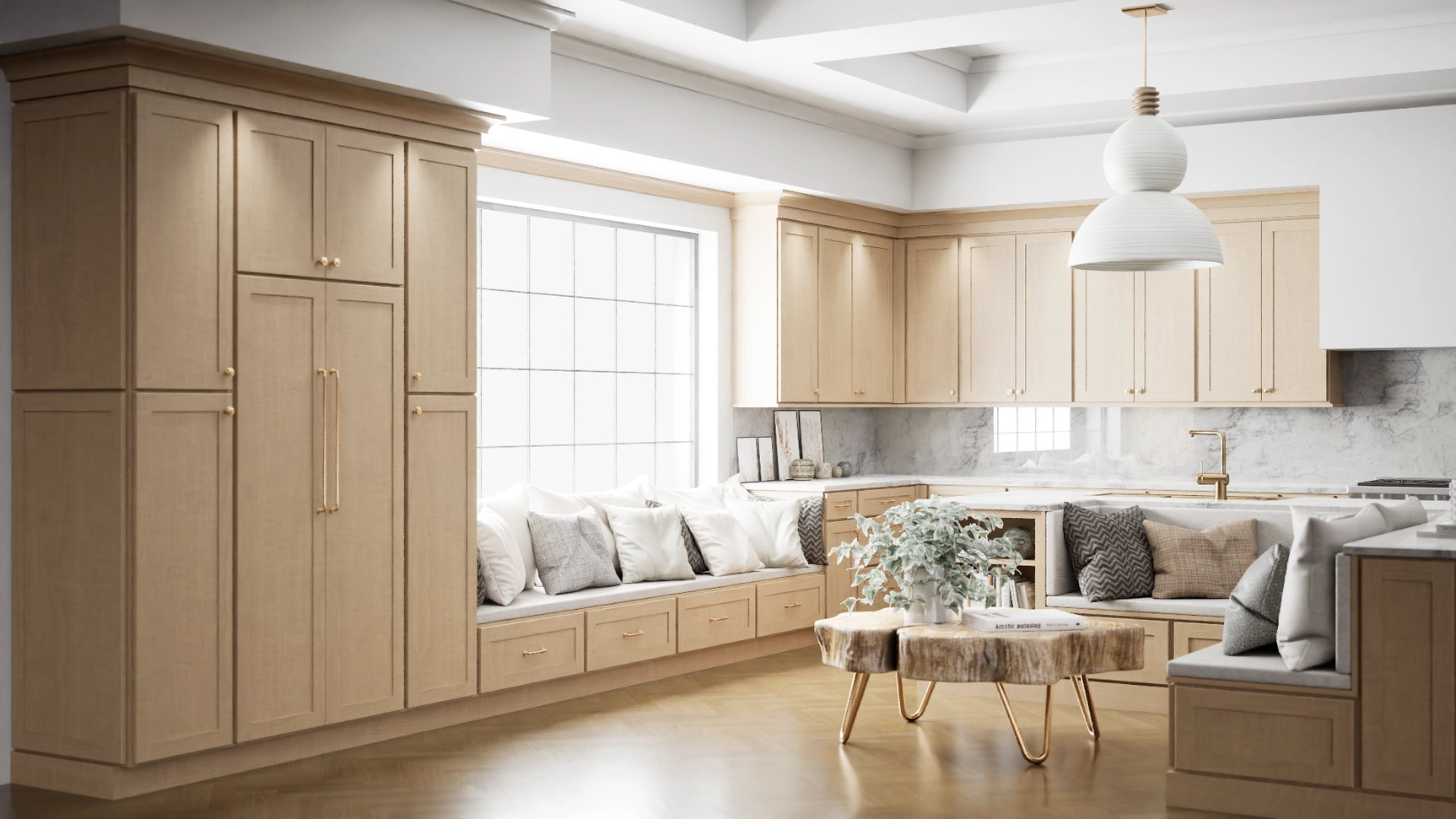 Luxor5P Harvest ( Maple | Plain Cut [ Partial Overlay • Satin • Stained ] - 10' X 10' Kitchen Cabinet ) | Assembled In USA