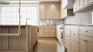 Luxor5P Harvest ( Maple | Plain Cut [ Partial Overlay • Satin • Stained ] - 10' X 10' Kitchen Cabinet ) | Assembled In USA