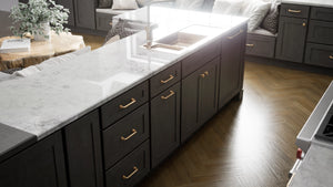 Luxor5P Smoky Grey ( Maple | Plain Cut [ Partial Overlay • Satin • Stained ] - 10' X 10' Kitchen Cabinet ) | Assembled In USA