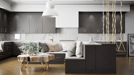 Milano Ash ( MDF | Compressed [ Frameless • Textured • Laminated ] - 10' X 10' Kitchen Cabinet ) | Assembled In USA