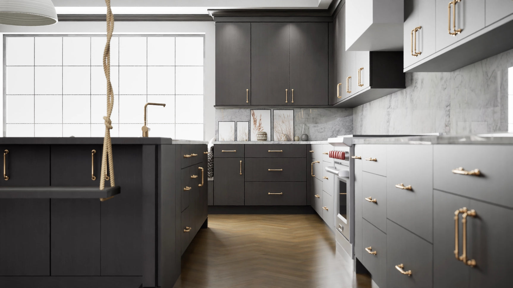 Milano Ash ( MDF | Compressed [ Frameless • Textured • Laminated ] - 10' X 10' Kitchen Cabinet ) | Assembled In USA
