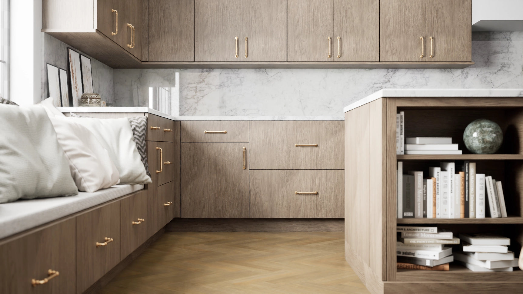Milano Autumn ( MDF | Compressed [ Frameless • Textured • Laminated ] - 10' X 10' Kitchen Cabinet ) | Assembled In USA