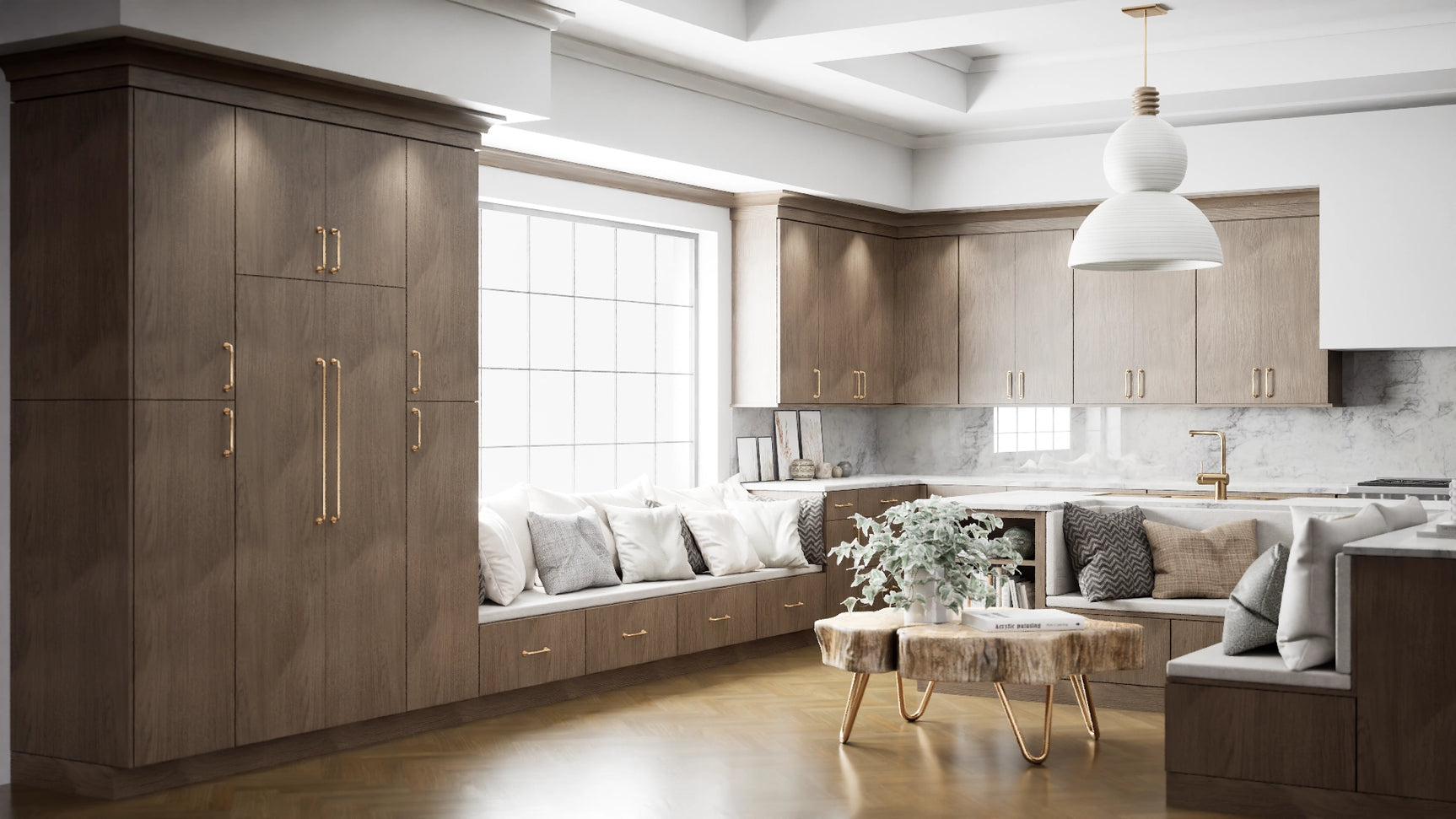 Milano Autumn ( MDF | Compressed [ Frameless • Textured • Laminated ] - 10' X 10' Kitchen Cabinet ) | Assembled In USA
