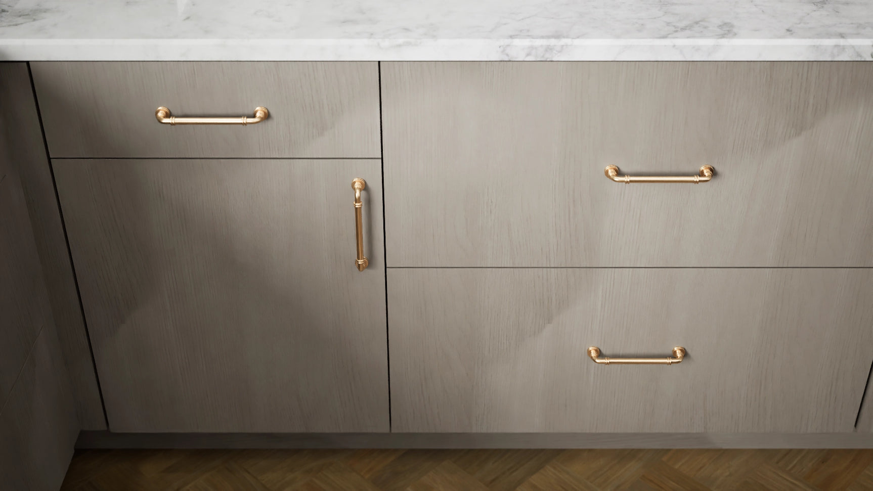 Milano Dune ( MDF | Compressed [ Frameless • Textured • Laminated ] - 10' X 10' Kitchen Cabinet ) | Assembled In USA