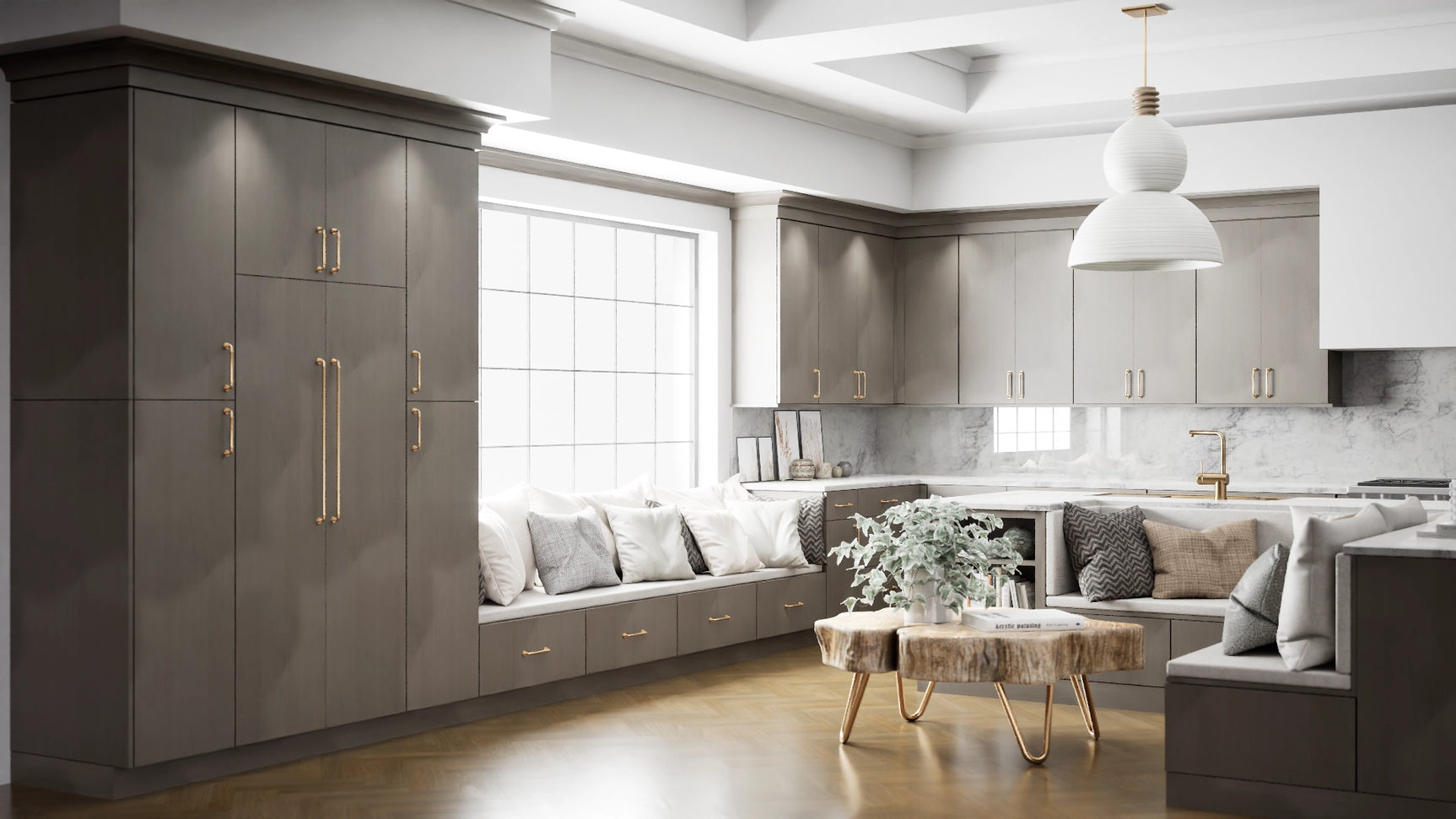 Milano Dune ( MDF | Compressed [ Frameless • Textured • Laminated ] - 10' X 10' Kitchen Cabinet ) | Assembled In USA