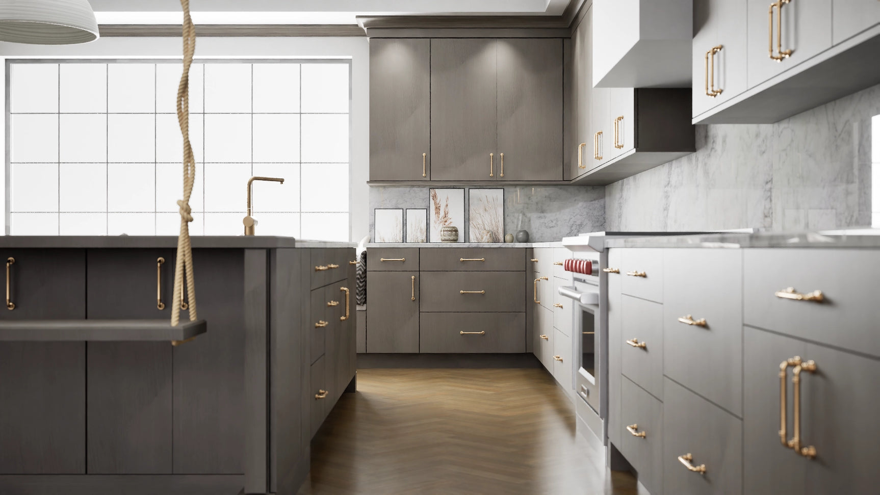 Milano Dune ( MDF | Compressed [ Frameless • Textured • Laminated ] - 10' X 10' Kitchen Cabinet ) | Assembled In USA