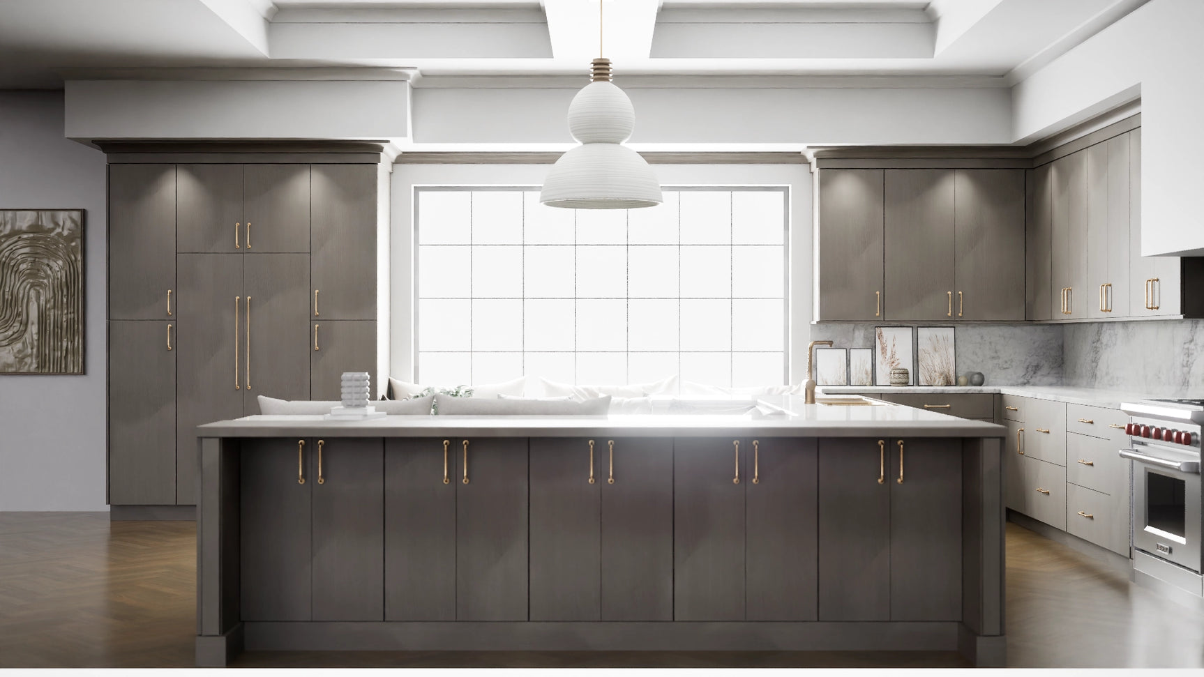Milano Dune ( MDF | Compressed [ Frameless • Textured • Laminated ] - 10' X 10' Kitchen Cabinet ) | Assembled In USA
