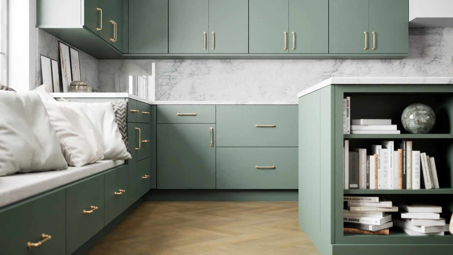 Milano Pine ( MDF | Compressed [ Frameless • Satin • Laminated ] - 10' X 10' Kitchen Cabinet ) | Assembled In USA