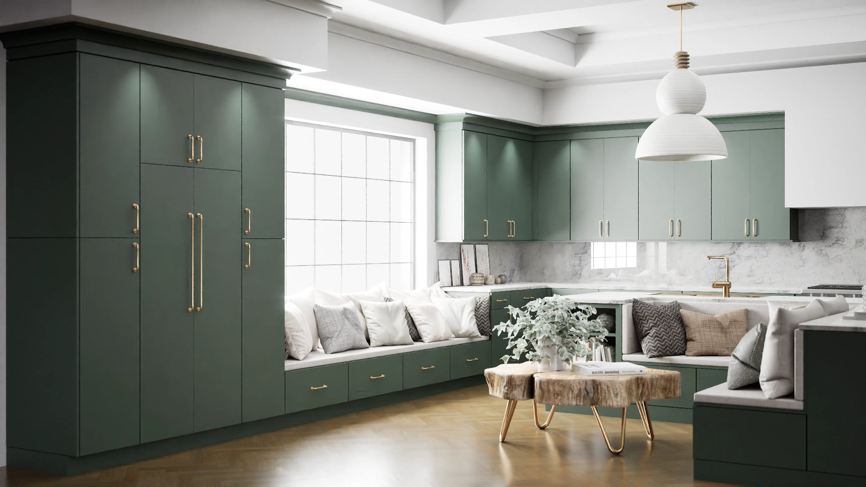 Milano Pine ( MDF | Compressed [ Frameless • Satin • Laminated ] - 10' X 10' Kitchen Cabinet ) | Assembled In USA