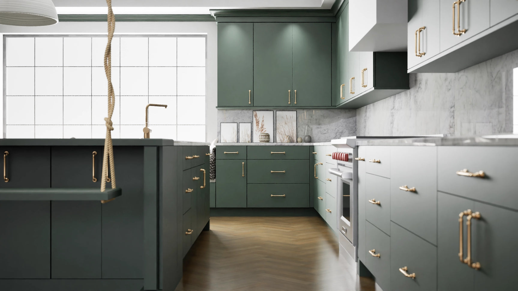 Milano Pine ( MDF | Compressed [ Frameless • Satin • Laminated ] - 10' X 10' Kitchen Cabinet ) | Assembled In USA