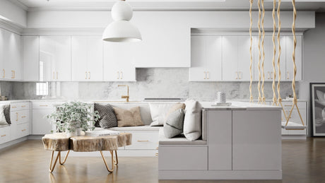 Milano Polar White ( MDF | Compressed [ Frameless • Glossy • Laminated ] - 10' X 10' Kitchen Cabinet ) | Assembled In USA