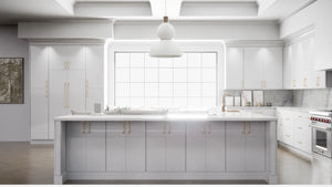 Milano Polar White ( MDF | Compressed [ Frameless • Glossy • Laminated ] - 10' X 10' Kitchen Cabinet ) | Assembled In USA