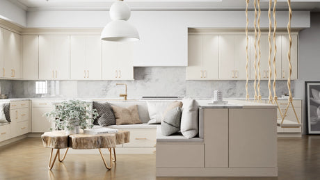 Milano Sand ( MDF | Compressed [ Frameless • Satin • Laminated ] - 10' X 10' Kitchen Cabinet ) | Assembled In USA