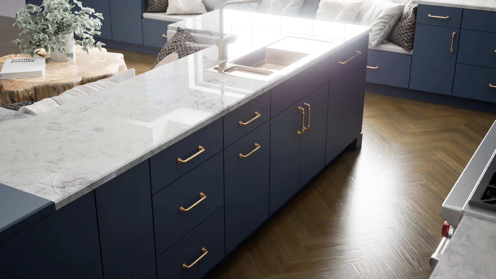 Milano Seaside ( MDF | Compressed [ Frameless • Satin • Laminated ] - 10' X 10' Kitchen Cabinet ) | Assembled In USA
