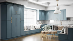 Newport Adirondack Blue ( Maple | Plain Cut [ Full Overlay • Satin • Painted ] - 10' X 10' Kitchen Cabinet ) | Assembled In USA