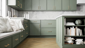 Newport Evergreen ( Maple | Plain Cut [ Full Overlay • Satin • Painted ] - 10' X 10' Kitchen Cabinet ) | Assembled In USA