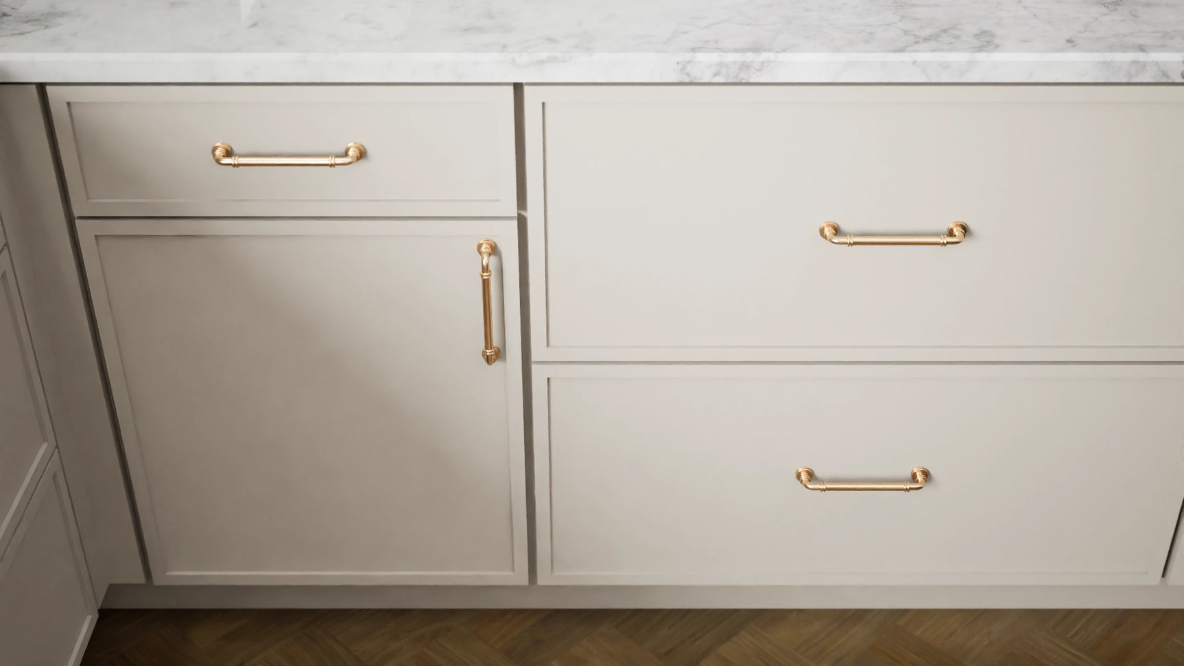 Newport Sahara ( Maple | Plain Cut [ Full Overlay • Satin • Painted ] - 10' X 10' Kitchen Cabinet ) | Assembled In USA