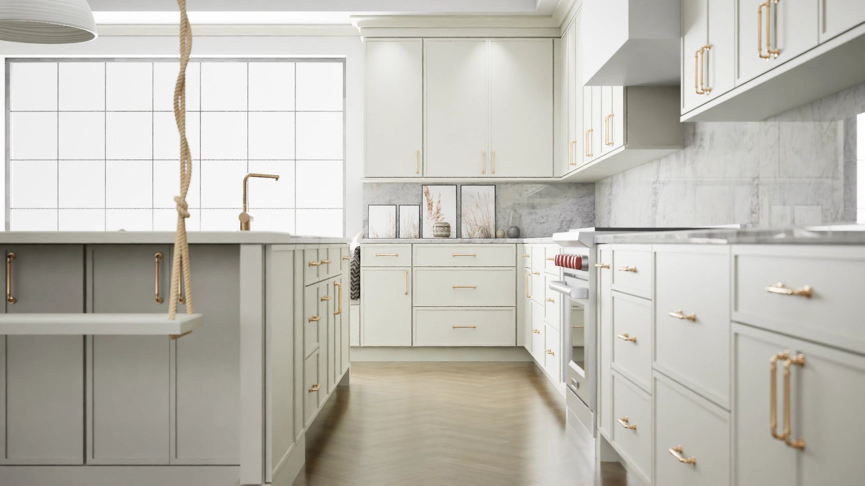Newport Sleek White ( Maple | Plain Cut [ Full Overlay • Satin • Painted ] - 10' X 10' Kitchen Cabinet ) | Assembled In USA