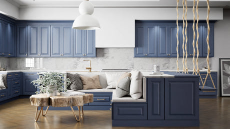 Park Ave Ocean ( Maple | Plain Cut [ Full Overlay • Satin • Painted ] - 10' X 10' Kitchen Cabinet ) | Assembled In USA