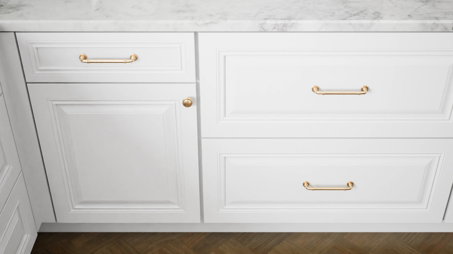 Park Ave White ( Maple | Plain Cut [ Full Overlay • Satin • Painted ] - 10' X 10' Kitchen Cabinet ) | Assembled In USA