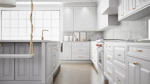 Park Ave White ( Maple | Plain Cut [ Full Overlay • Satin • Painted ] - 10' X 10' Kitchen Cabinet ) | Assembled In USA
