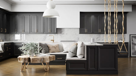 Richmond Black ( Maple | Plain Cut [ Full Overlay • Satin • Painted ] - 10' X 10' Kitchen Cabinet ) | Assembled In USA
