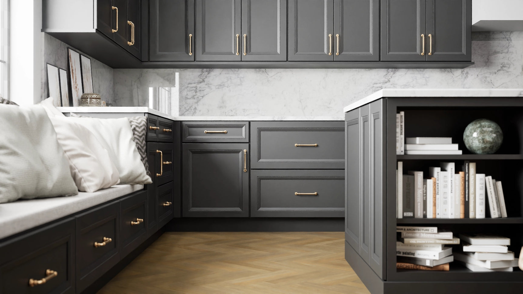 Richmond Black ( Maple | Plain Cut [ Full Overlay • Satin • Painted ] - 10' X 10' Kitchen Cabinet ) | Assembled In USA