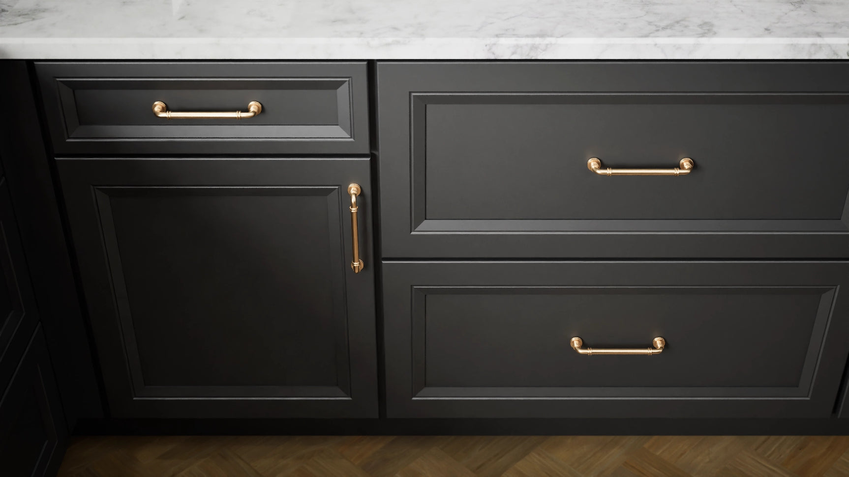 Richmond Black ( Maple | Plain Cut [ Full Overlay • Satin • Painted ] - 10' X 10' Kitchen Cabinet ) | Assembled In USA