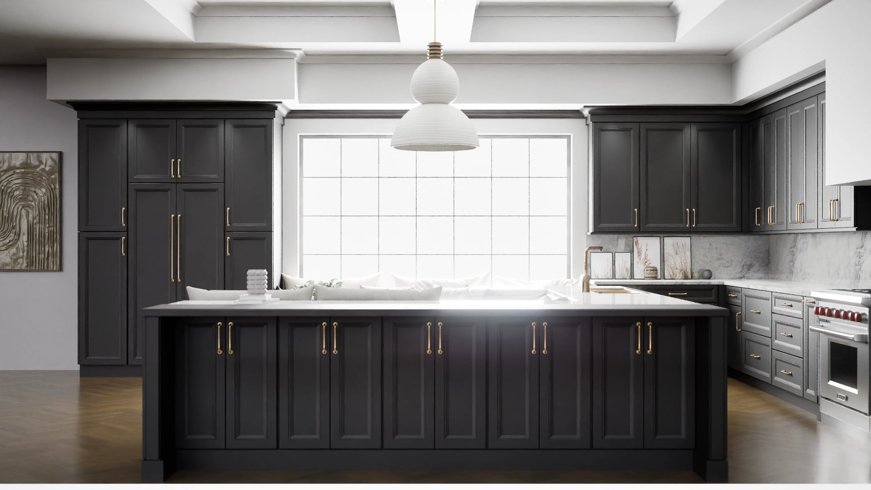 Richmond Black ( Maple | Plain Cut [ Full Overlay • Satin • Painted ] - 10' X 10' Kitchen Cabinet ) | Assembled In USA