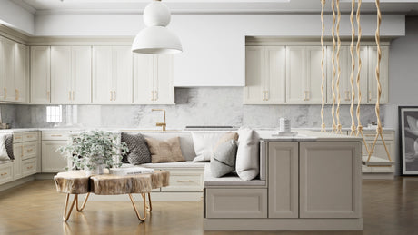 Richmond Linen ( Maple | Plain Cut [ Full Overlay • Satin • Painted ] - 10' X 10' Kitchen Cabinet ) | Assembled In USA