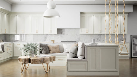 Richmond Sleek White ( Maple | Plain Cut [ Full Overlay • Satin • Painted ] - 10' X 10' Kitchen Cabinet ) | Assembled In USA
