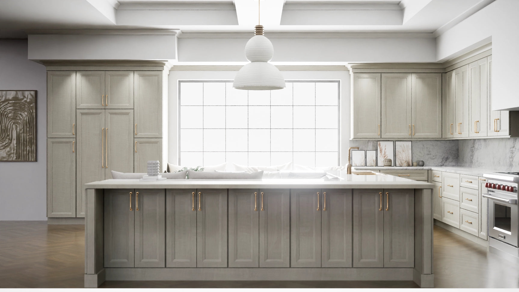 Richmond Stone ( Maple | Plain Cut [ Full Overlay • Satin • Stained ] - 10' X 10' Kitchen Cabinet ) | Assembled In USA