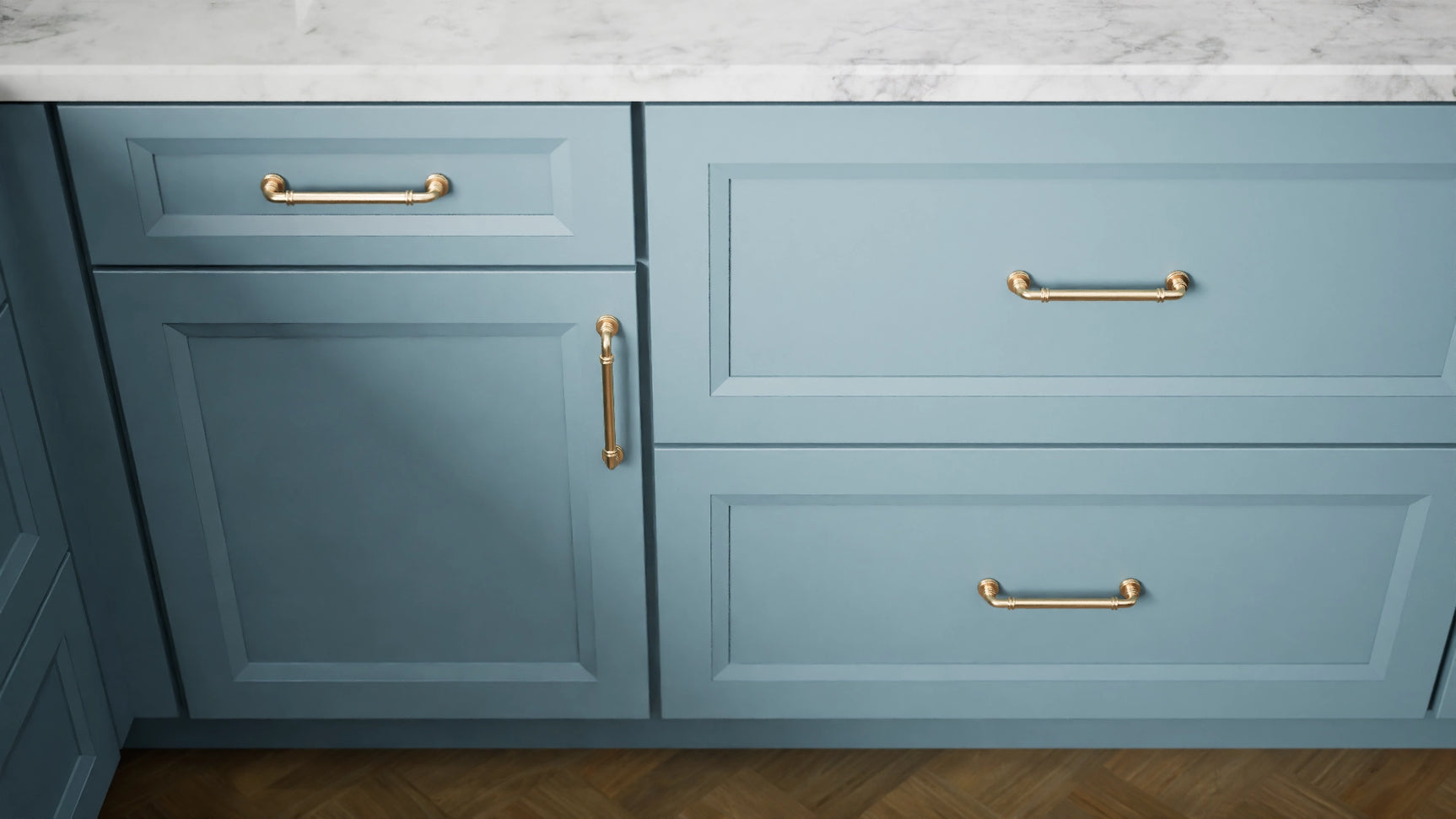 Sydney Adirondack Blue ( Maple | Plain Cut [ Full Overlay • Satin • Painted ] - 10' X 10' Kitchen Cabinet ) | Assembled In USA