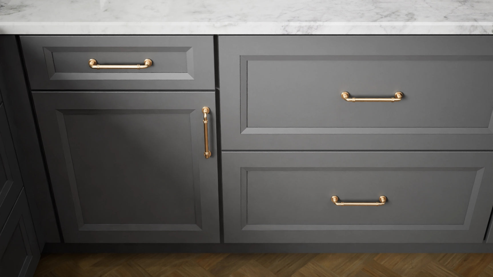 Sydney Cracked Pepper ( Maple | Plain Cut [ Full Overlay • Satin • Painted ] - 10' X 10' Kitchen Cabinet ) | Assembled In USA