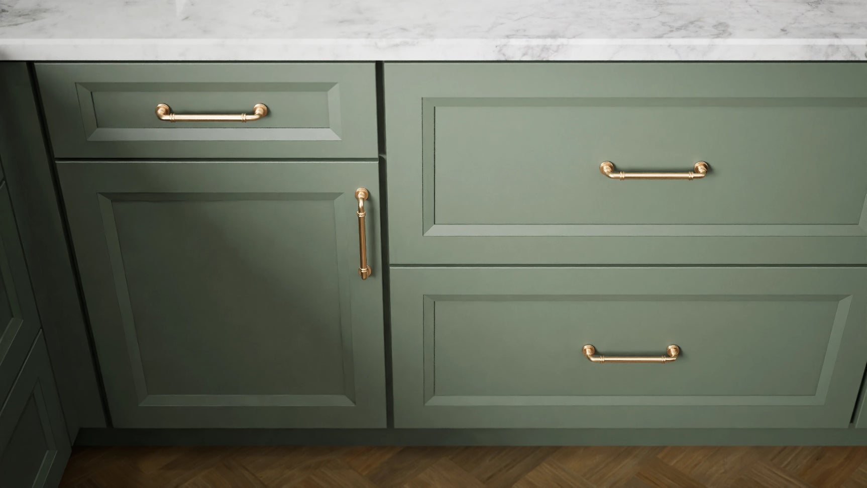 Sydney Evergreen ( Maple | Plain Cut [ Full Overlay • Satin • Painted ] - 10' X 10' Kitchen Cabinet ) | Assembled In USA