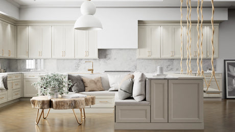 Sydney Linen ( Maple | Plain Cut [ Full Overlay • Satin • Painted ] - 10' X 10' Kitchen Cabinet ) | Assembled In USA