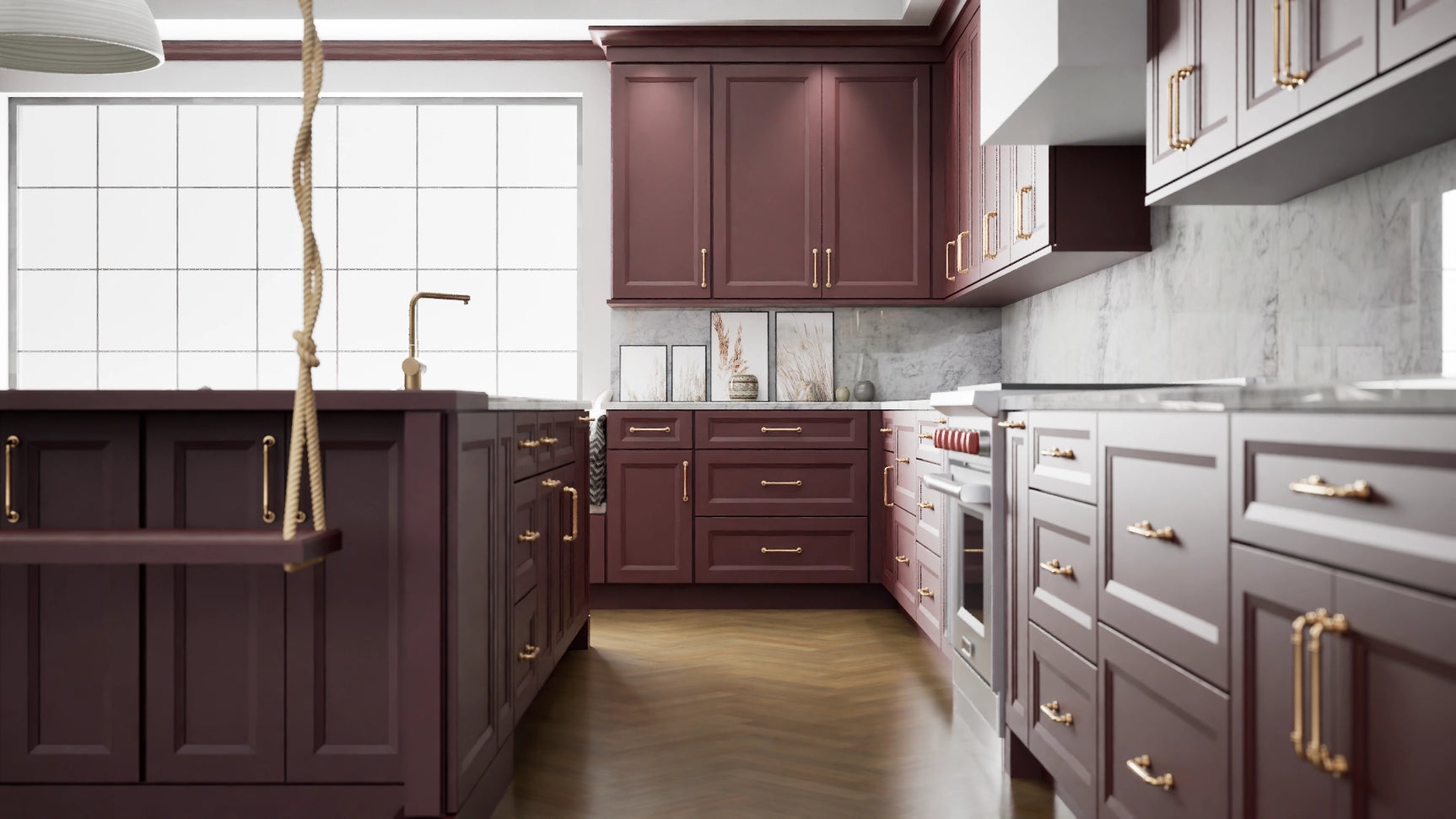 Sydney Rumors ( Maple | Plain Cut [ Full Overlay • Satin • Painted ] - 10' X 10' Kitchen Cabinet ) | Assembled In USA