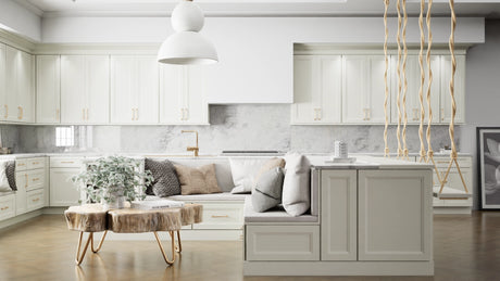 Sydney Sleek White ( Maple | Plain Cut [ Full Overlay • Satin • Painted ] - 10' X 10' Kitchen Cabinet ) | Assembled In USA