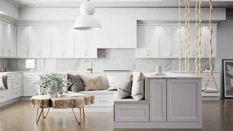 Sydney White ( Maple | Plain Cut [ Full Overlay • Satin • Painted ] - 10' X 10' Kitchen Cabinet ) | Assembled In USA