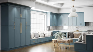 Versailles Adirondack Blue ( MDF | Compressed [ Frameless • Satin • Painted ] - 10' X 10' Kitchen Cabinet ) | Assembled In USA