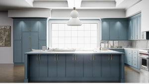 Versailles Adirondack Blue ( MDF | Compressed [ Frameless • Satin • Painted ] - 10' X 10' Kitchen Cabinet ) | Assembled In USA