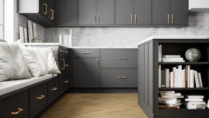 Versailles Black ( MDF | Compressed [ Frameless • Satin • Painted ] - 10' X 10' Kitchen Cabinet ) | Assembled In USA