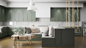 Versailles Evergreen ( MDF | Compressed [ Frameless • Satin • Painted ] - 10' X 10' Kitchen Cabinet ) | Assembled In USA