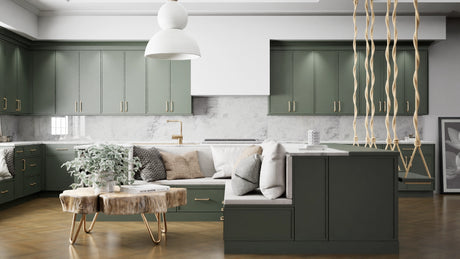 Versailles Evergreen ( MDF | Compressed [ Frameless • Satin • Painted ] - 10' X 10' Kitchen Cabinet ) | Assembled In USA