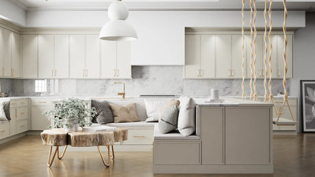 Versailles Linen ( MDF | Compressed [ Frameless • Satin • Painted ] - 10' X 10' Kitchen Cabinet ) | Assembled In USA