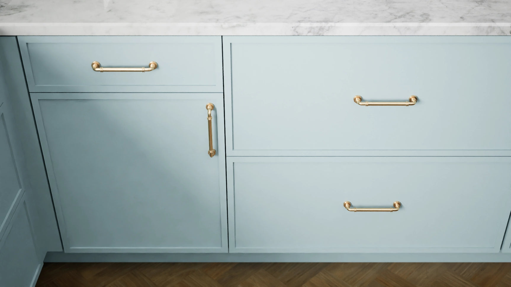 Versailles Mountain Stream ( MDF | Compressed [ Frameless • Satin • Painted ] - 10' X 10' Kitchen Cabinet ) | Assembled In USA
