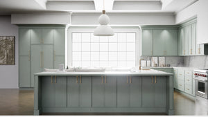 Versailles Sage ( MDF | Compressed [ Frameless • Satin • Painted ] - 10' X 10' Kitchen Cabinet ) | Assembled In USA
