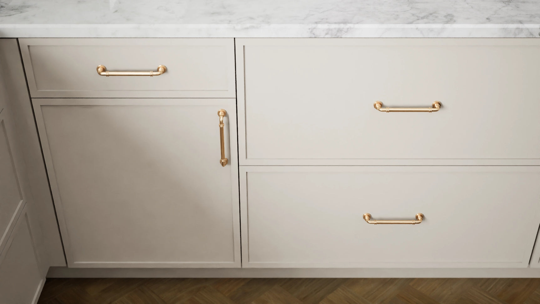 Versailles Sahara ( MDF | Compressed [ Frameless • Satin • Painted ] - 10' X 10' Kitchen Cabinet ) | Assembled In USA
