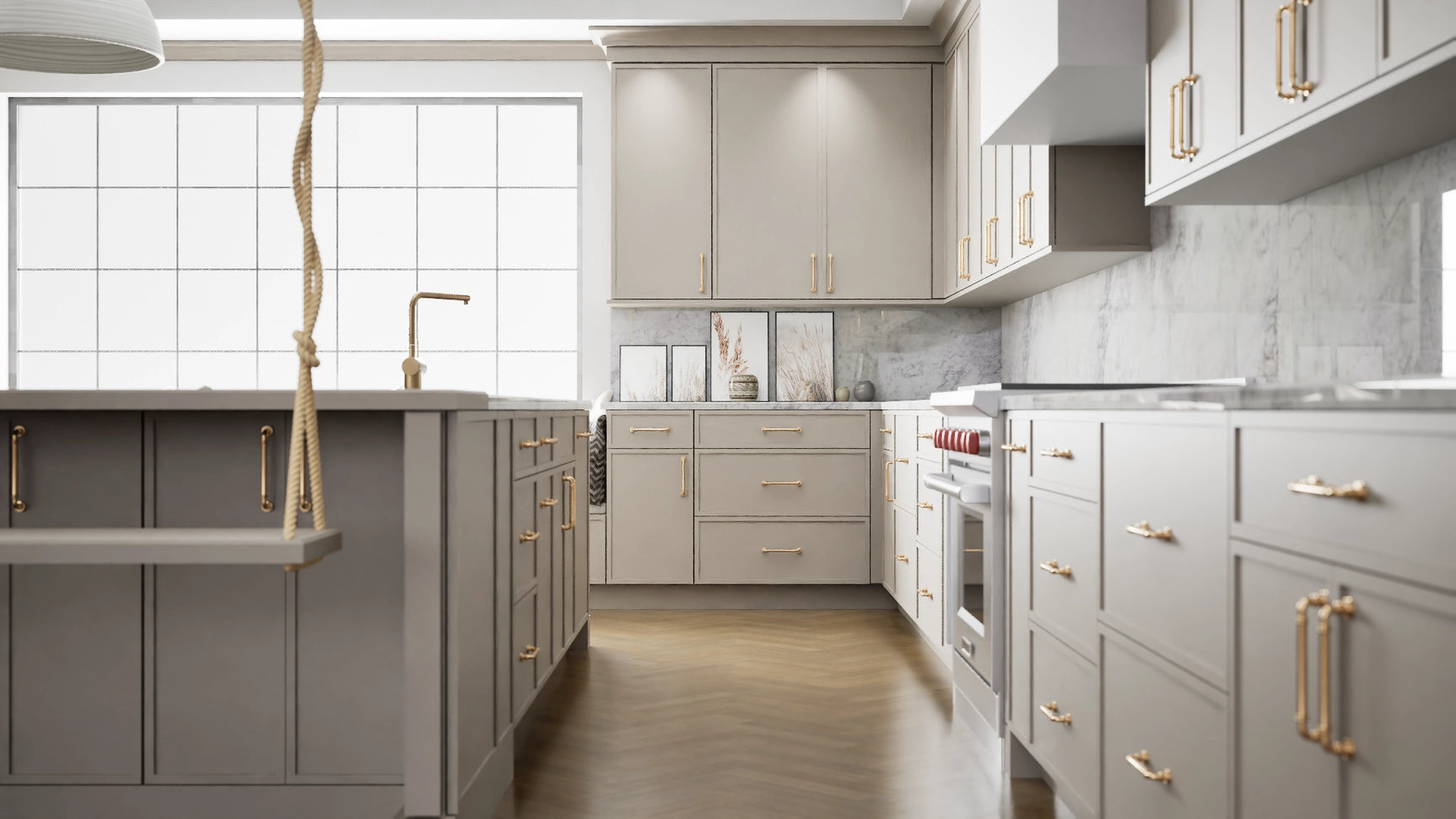 Versailles Sahara ( MDF | Compressed [ Frameless • Satin • Painted ] - 10' X 10' Kitchen Cabinet ) | Assembled In USA